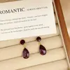 Pendientes de Gota Estilo Coreano Simple Retro Teñidos al Aceite Color Borgoña, Elegantes y con Estilo, Pendientes de Alta Gama para Mujer
