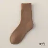 Meias Quentes de Inverno Meias de Lã Meias para Casa Femininas Desodorantes Cor Lisa Meias de Cano Médio Forradas com Fleece Espessadas Meias de Terry para Dormir