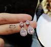 Pendientes de plata de ley 925 con forma de aguja y circonitas brillantes, pendientes cortos de cristal, elegantes pendientes de diamantes de colores que combinan con todo, accesorios de moda.