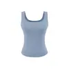 2026 Verano Nuevo Estilo Americano Chica Picante Color Sólido Acolchado Hombros Descubiertos Ajustado Top Básico Camisola de Cuello Cuadrado Camiseta sin Mangas para Mujer
