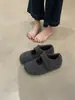 Aumento de Altura Interior de 3 cm, Zapatos Mary Jane Redondos Grises Claros con Velcro, Nuevo Estilo 2025, Zapatos Individuales Forrados de Felpa para Mujeres Bajitas