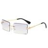 Nuevos Lentes de Sol Cuadrados sin Montura, Lentes de Sol de Moda para Mujer, Pose Trendy Europea y Americana, Forma Cóncava, Lentes de Sol Transfronterizos