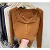 Outono e inverno estilo coreano doce e gentil gola V babado de renda veludo Andy suéter de malha casaco
