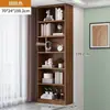 Estante de Armazenamento de Madeira Maciça para Piso Estante de Livros Armário de Armazenamento Integrado para Sala de Estar Infantil Armário de Armazenamento Multicamadas para Casa Estante de Livros Contra a Parede