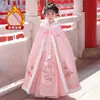Vestido de invierno para niña estilo Hanfu, ropa de invierno para niños, falda con forro polar, vestido de princesa de otoño e invierno, atuendo de saludo de Año Nuevo, conjunto lindo