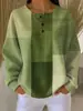 Sudadera tipo polo de punto gofrado para mujer Amazon 2026, tres botones, cuello alto, nuevo vintage, estampado digital 3D