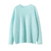 Tricô Pesado Escovado 100% Caxemira Pura Tricô Feminino Gola Redonda Outono e Inverno Novo Solto Manga Longa Camada Base Quente Tricô