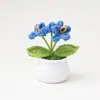 Bonecas de Plantas de Natal em Vasos de Crochê, Girassóis Feitos à Mão com Lã, Rosas Suculentas, Flores Artificiais em Estoque
