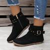 Botines Cortos para Mujer para Comercio Exterior, Nuevo Estilo Otoño e Invierno 2022, Sitio Independiente Transfronterizo Europeo y Americano, Botines Planos con Remaches y Flecos para Mujer