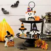 Decoraciones de Halloween transfronterizas, adornos de madera, letreros de fantasma de madera, bandejas de niveles, adornos decorativos de mesa