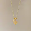 Estrela Cintilante~Colar de Flor de Trevo de Quatro Folhas Oco Dourado para Mulheres, Corrente de Clavícula de Luxo Leve de Alta Qualidade, Corrente de Pescoço Exquisite de Nicho