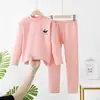 Conjunto de ropa interior térmica de otoño para niños con cuello medio, conjunto de ropa interior térmica para niñas, pijamas para niños, camisetas interiores para niños pequeñas y medianas para estudiantes