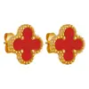 Pendientes de Trébol de Cuatro Hojas de Lujo Ligero, Pendientes Elegantes de Acero de Titanio, Pendientes de Moda Estilo Coreano Ins con Recubrimiento al Vacío Oro PVD para Mujer