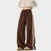 Pantalones de Chándal Rayados Sueltos de Pierna Ancha Estilo Vintage para Pareja, Hombres con Tres Rayas, Moda Urbana Trendy Casual