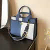 Bolso de Mano de Mezclilla Transfronterizo para Mujer, Nuevo Bolso Cruzado de Hombro con Bloques de Color y Retazos de Moda, Bolso Tote Casual para Viajes