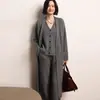 Nuevo Cárdigan de Lana Tejido Suave de Cachemira para Mujer, Largo, Holgado, Cuello en V, Abrigo Suéter, Otoño/Invierno 2026