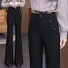 Pantalones de Micro Campana para Mujer 2026 Nuevos Populares Primavera y Otoño Cintura Alta Adelgazantes Elásticos Ajustados con Caída Petite Pantalones Negros de Campana