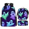 Mochila de Halloween Mais Vendida da Amazon, Conjunto de Três Peças Fantasma Abóbora, Mochila Escolar para Estudantes do Ensino Fundamental e Médio, Mochila Infantil, Bolsa de Ombro