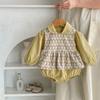 Ropa para Niñas Bebés 2026 Otoño Nuevo Estilo 0-3 Años Conjunto de Dos Piezas Mono de Algodón de Manga Larga + Conjunto de Chaleco de Jacquard