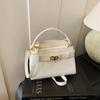 Bolso Kelly Transfronterizo para Mujer 2024 Nuevo Niche Texturizado Retro Hebilla Metálica Bolso de Hombro para Viajero Versátil Bolso Cruzado