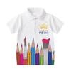 Camiseta de Algodón con Solapa para Padres e Hijos Personalizada con Logo Estampado Bordado Cuello Redondo Manga Corta Ropa Escolar para Grupo Jardín de Niños Jardín