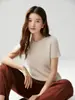 Suéter de Cachemira para Mujer con Trenzado Completo Cuello Redondo Manga Corta Pulóver Otoño Invierno Casual Versátil Punto Simple Capa Base