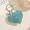 Llavero de Corazón Completo de Diamantes, Corazón Melocotón Bicolor con Diamantes, Colgante para Coche, Accesorio para Bolso de Pareja, Llavero Creativo con Borla