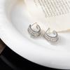Nuevos Aretes de Lujo Accesible Transfronterizo con Recortes en Forma de C, Elegantes al Estilo Coreano, Exquisitos Aretes de Zirconia Micropavimentada, el Mismo Estilo que la Celebridad de Internet
