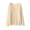 Conheça Outono e Inverno~2026 Camisa Básica Lisa de Lã com Gola V para o Dia a Dia de Outono Malha 100% Caxemira para Mulheres