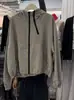 Chamarra Corta con Capucha Estilo Coreano Doble Cierre para Mujer Otoño 2026 Holgada Casual Dobladillo con Cordón Chaqueta Cargo Top