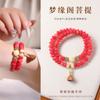 Pulseira Bodhi Rosa Vermelho, Novo Estilo Chinês, Contas de Ábaco de Duplo Círculo para Segurar na Mão, Pulseira de Joia para Segurar na Mão para Homens e Mulheres, Contas Budistas para Atacado
