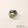 Anillo de Flor de Epoxy Verde Femenino Celebridad de Internet Gama Alta Más Vendido Exquisito Anillo de Flor de Cinco Pétalos Fabricante Mayorista