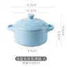 Olla de Cerámica Doble Asa con Tapa para Estofado, Uso Doméstico, Tazón para Cocer Huevos al Vapor, Estofar Nido de Pájaro, Tazón para Hornear Postres, Horno de Microondas