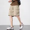 Shorts masculinos finos de verão estilo americano 2025 novo modelo calças compridas até o joelho de workwear masculino calças casuais de comprimento médio de seda gelada de secagem rápida