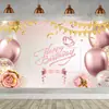 Fondo nuevo para fiesta de cumpleaños transfronterizo, diseño de globo y pastel impreso de alta definición, fondo decorativo multitemático