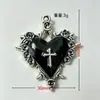 Colgante de aleación con forma de corazón de rosa espinosa y cruz, estilo gótico, con goteo de aceite, accesorios para pulsera y pendientes DIY, joyería hecha a mano