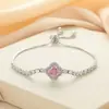 Pulsera Colgante de Cuatro Hojas Completa de Circonita Cúbica Incrustada Ajustable para Mujer Diseño de Nicho Versátil Joyería Fábrica Mayorista