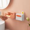 [Hedou] Jabonera creativa con tapa abatible para pared, sin perforaciones, para el hogar, con drenaje