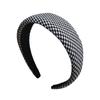 Diadema de pata de gallo Retro francés Esponja gruesa Cuadros blanco y negro Diadema Celebridad cibernética Esponja Ala ancha Tarjeta para el cabello