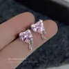 Pendientes de Corazón de Circonita Rosa Líquida Estilo Dulce Fresco Diseño de Nicho Estilo Indiferente Personalidad con Forma de Corazón Sensación de Alta Gama Pendiente