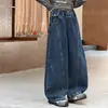 Jeans para niñas 2026 nueva moda de otoño estilo coreano moderno estilo callejero para niños mayores, pantalones de globo curvos de primavera y otoño