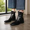 Botines de alta calidad, lavados, de piel de vaca de primera capa, con suela blanda, cómodos, de tacón bajo para mujer, adecuados para figuras petite, planos, marrones, talla 40