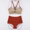 Moda simple nuevo bikini dividido para mujer pantalones de cintura alta deportes Playa estudiante aguas termales vacaciones traje de baño bikini