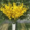 Cor de Outono Flor de Orquídea Dançante de Quatro Pétalas Decoração de Casamento Tecido de Seda Flor Artificial Orquídea Simulação Decoração de Sala de Estar Quarto Orquídea Dançante