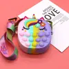 En Stock Billetera de Silicona de Unicornio Dibujo Animado Linda Educativa para Aliviar el Estrés Bolso Cruzado para Niñas Mini Bolso de Hombro Al Por Mayor