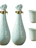 Botella de licor vacía de cerámica con juego de tazas 0.5 kg frascos vacíos sellados estilo chino hecho a medida pequeña petaca de licor para el hogar
