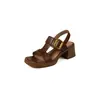Sandalias retro de tacón grueso para mujer, tacón medio, punta abierta, plataforma, suela gruesa, puntera cuadrada, sandalias romanas, nuevo estilo de verano