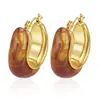 Brincos Coloridos em Forma de Gota da Moda Europeia e Americana Transfronteiriços Aço Inoxidável Cor Duradoura Brincos de Resina Versáteis Acessórios de Orelha para Primavera e Verão