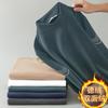 Ropa interior térmica De Rong de temperatura constante con forro polar, ropa interior gruesa, camisa básica para hombre, cuello medio alto, camiseta de manga larga de color sólido, ropa de otoño