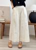 Design sense costura de renda calças de pernas largas femininas verão finas soltas calças cropped cintura elástica cobrindo carne emagrecendo calças saia atacado